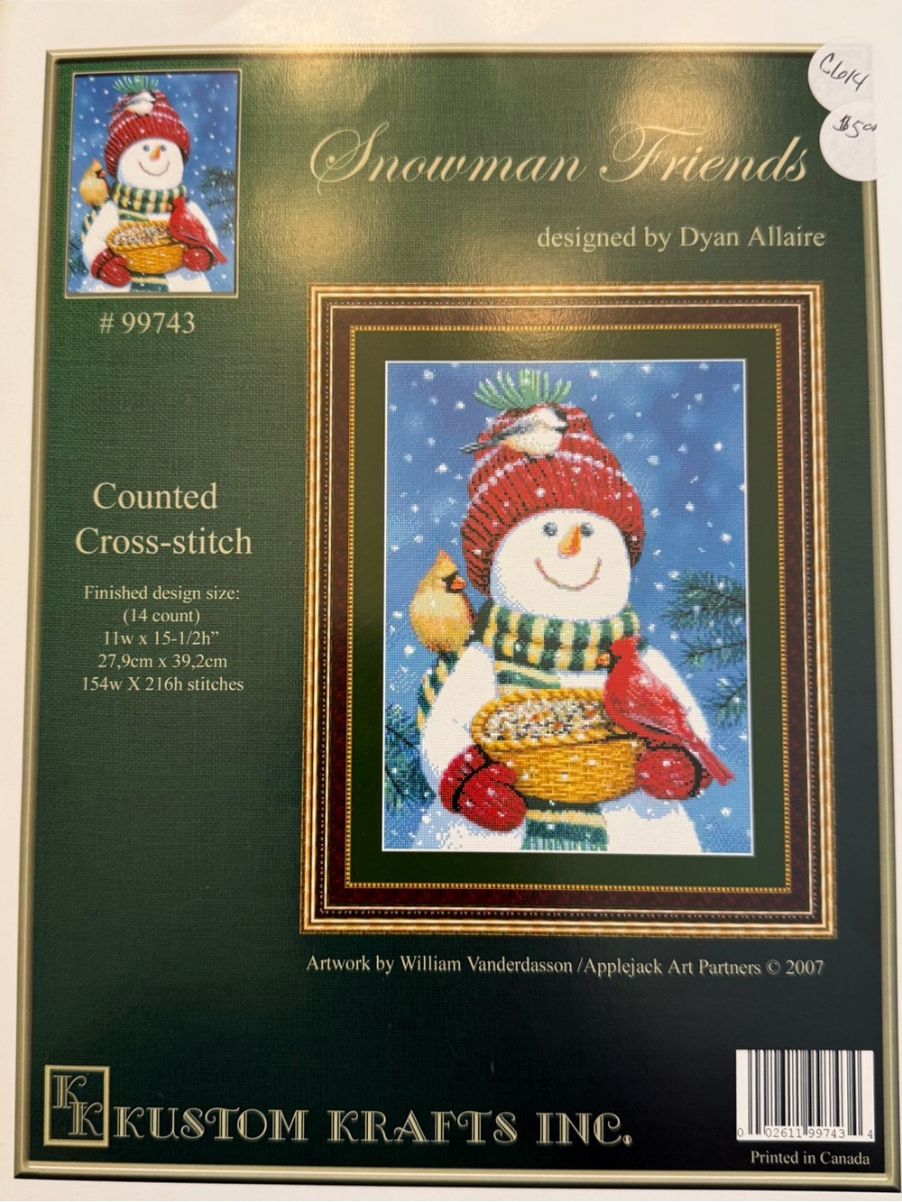 Snowman Friends Cross Stitch Pattern Kustom Krafts Birds Christmas Woodland‎